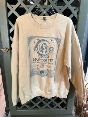 Alanis Morissette The Triple Moon Tour Graphic Sweatshirt - Beige & Blue